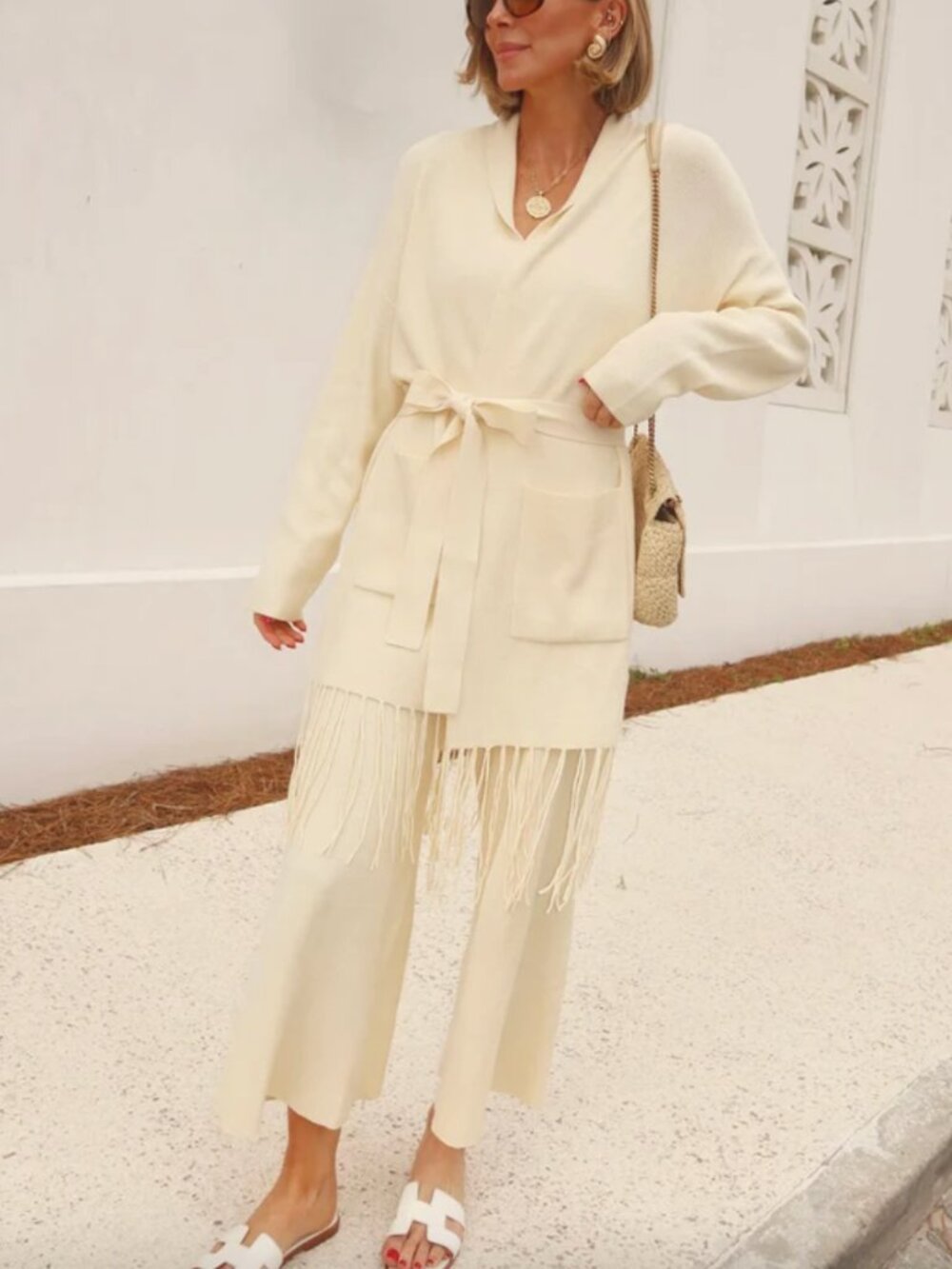 NWT Splendid x Cella Jane Blog Open Fringe Cardi and Ankle Pant
